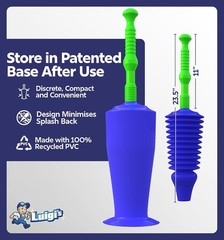 Luigi’s Blue Heavy Duty Toilet Plunger Bellows Design Clog Remover