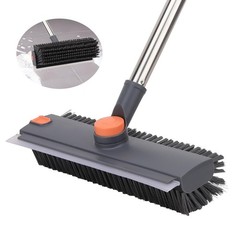 Floor Scrub Brush with 64″ Long Handle – 360° Swivel Heads Household Push B