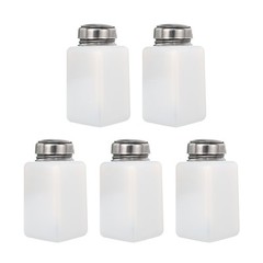 5Pack 6 Oz/180ml Alcohol Push Down Pump Dispenser Bottle Press White
