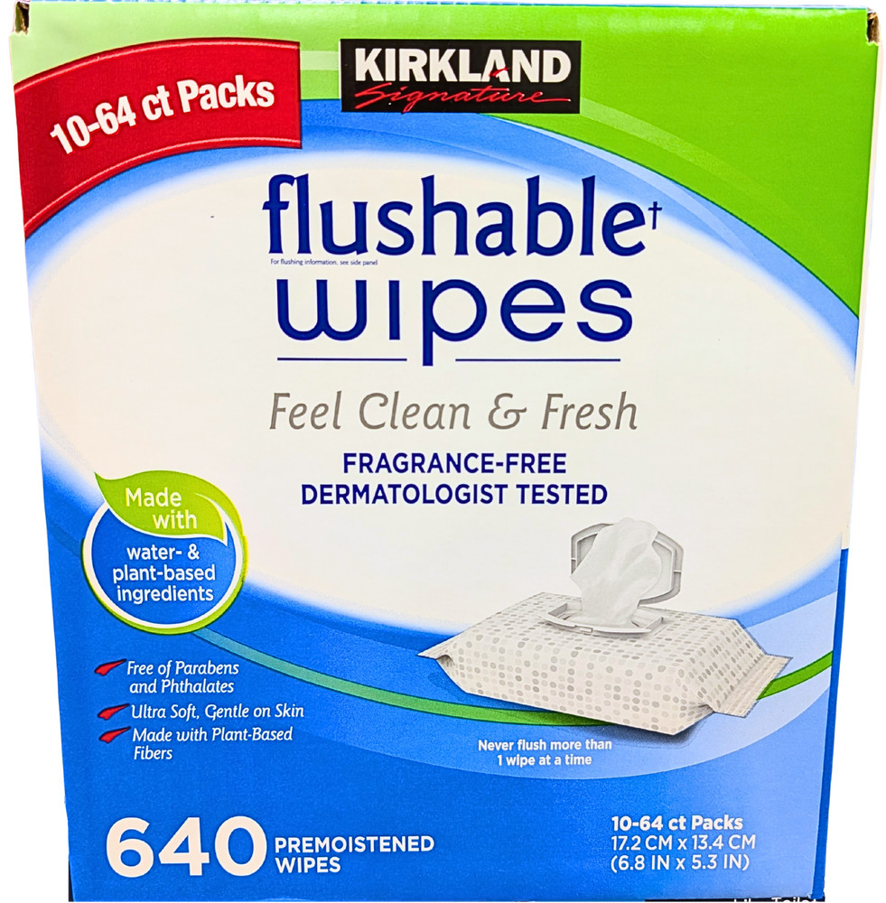 Kirkland Signature Flushable Wipes Fragrance Free 640 Count