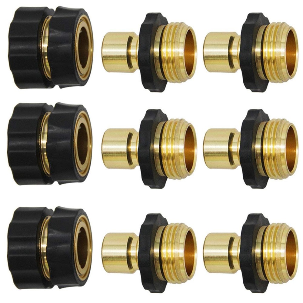 Triumpeek 3/4″ Garden Hose Connector, 9 7-10 cm, 9 PCS – 6 Male & 3 Female
