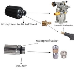 50FT 5800 PSI Pressure Washer Hose Jetter Nozzles Kit 1/8”NPT Sewer