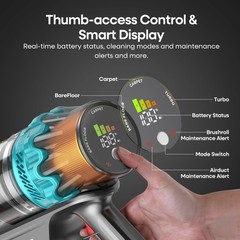 Eleckeys Cordless Vacuum Cleaner 650W 55Kpa 70Mins Vacuum Cleaners For Home