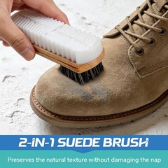 Suede & Nubuck Cleaner Kit, 2-in-1 Suede Brush & Horsehair Brush, White/Black