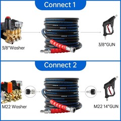 3/8” Pressure Washer Hose 50FT, Kink Resistant High Tensile Wire Braided Pow…