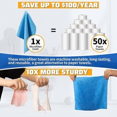 HOMERHYME Microfiber Cleaning Cloth Roll, 75 Pack Tear Away 75, Blue