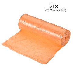 60 Counts / 3 Rolls 4-6 Gallon Small Trash Bags Waste Basket Liners Orange