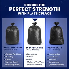 Plasticplace 55-60 Gallon Trash Bags Heavy Duty Black Garbage Bags 100 Count