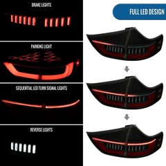 2011-2014 Toyota Sienna LED Tail Lights Sequential Turn Animated Black Smoke Red