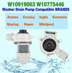 W10919003 W10775446 Washer Drain Pump Compatible With W10919003, White