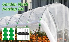 67 Pcs Garden Netting Kit, 10×25 Ft Ultra Mosquito Bird Netting with 6 Hoops &