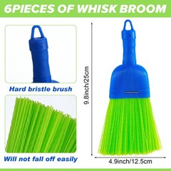 6 Pcs Whisk Broom Poly Fiber Handheld Brush Hand Outdoor Car Blue