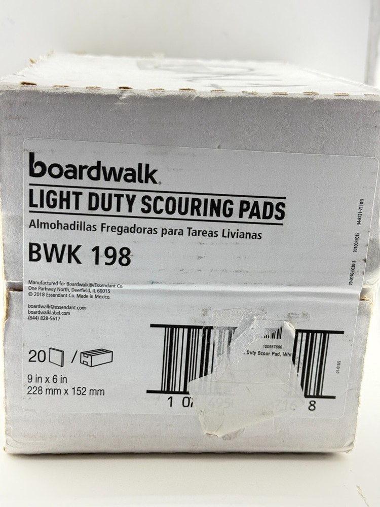 Boardwalk 198 6 in. x 9 in. Light Duty Scour Pad – White (20/Carton) New