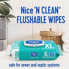 Extra Large Flushable Wipes | 40% Larger Wipes | 6.8″ x 7.5″ Unscented XL Adu…
