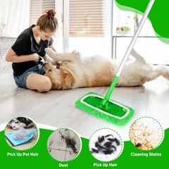 ZHAYAO Reusable Microfiber Mop Pads Compatible with Swiffer Green 3 Pack