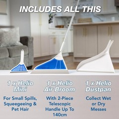 Helio AirBroom 3 Piece Kit All Surface Sweeper and Squeegee for Wet White