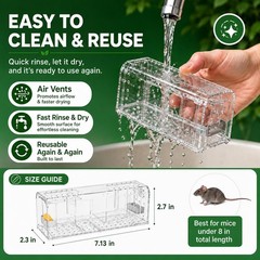 AOVSTOXIC Humane Mouse Traps for Home – Reusable No-Touch Live transparent
