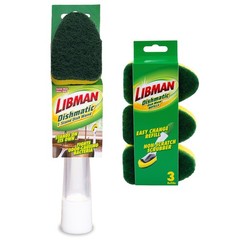 Libman Dishmatic I-Stand Dish Wand Kit, Kitchen Cleaning Scrub Green & White