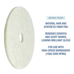 Boardwalk 4019NAT Natural Burnishing Floor Pads, 19″ Diameter, White, 5/Carton