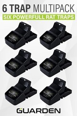 Rat Trap Six Pack – Indoor and Outdoor Traps for 6 Traps, Black