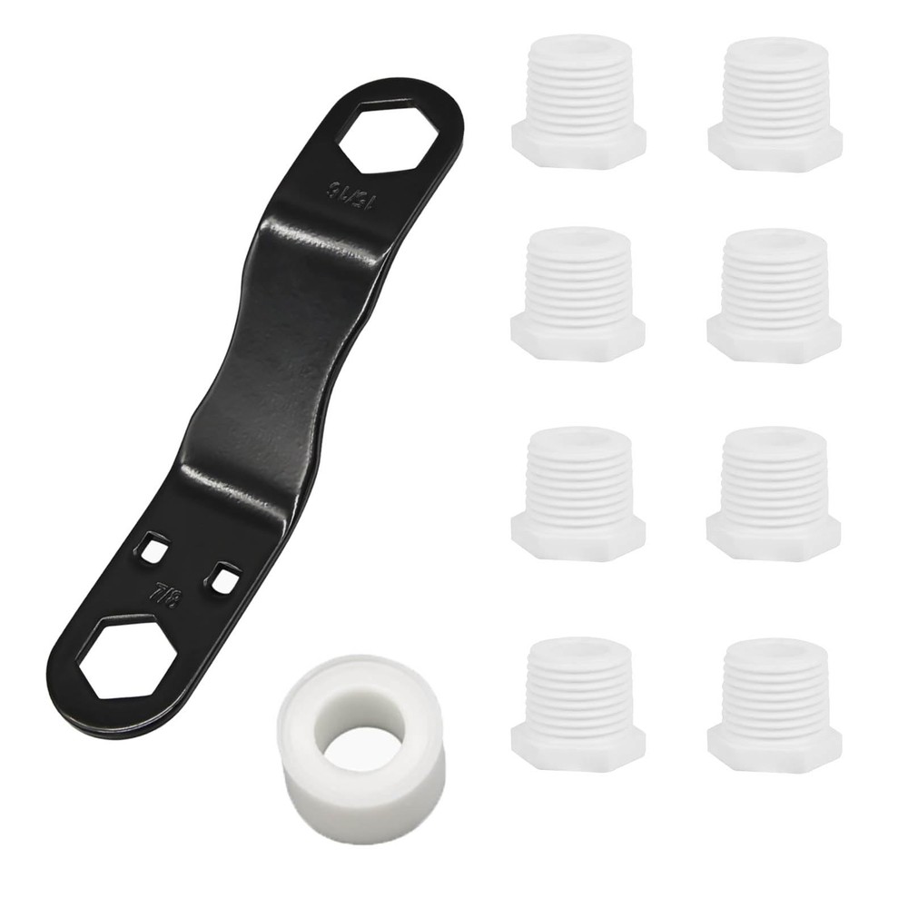 RVPNR RV Water Heater Drain Plug Kit, Include Angled Wrench, 8 Pieces 1/2″…