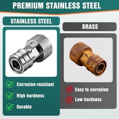 Garden Hose to Pressure Washer Adapter 1 Pack Silver Connector Fitting