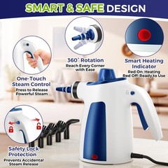 Handheld Steam Cleaner, 230°F Pressurized Steamer L, Ice White & Sky Blue