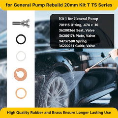 For General Pump Rebuild 20Mm Kit, Compatible with General Pump T1011 TS1011 TS1