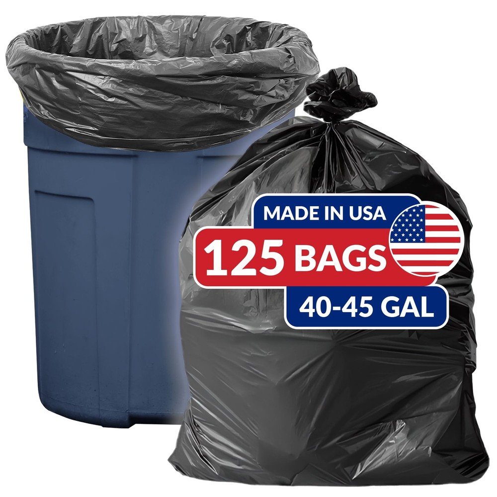 Reli. SuperValue 40-45 Gallon Trash Bags, 125 Count, Heavy Duty Black, Multi-Use