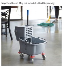 26 QT Grey Space Saving Combo Mop Bucket and Side Press Wringer Lavex