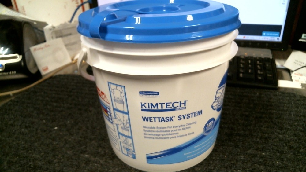 Kimtech 51677 WetTask Wiper Buckets White/Blue. 4PK. 55VP65 👀 GR8 BUY.