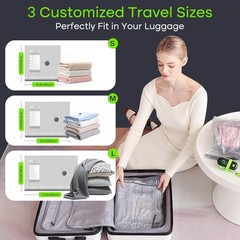 Vacbird Vacuum Bags for Travel with USB Pump, 12 Pack Carry-on Size Green