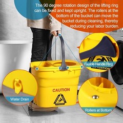 Commercial Mop Bucket with Wringer Portable Collapsible Plastic Mop Bucket Clean