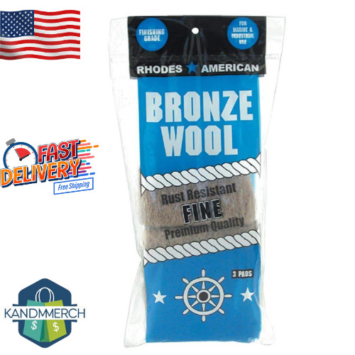 Fine Grade Bronze Wool Pads 3-Pack – Rust Resistant Sanding & Polishing Pads