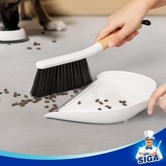 MR.SIGA Dustpan and Brush Set, Portable Cleaning 11.8 x 9.2 x 3.1 inch, White