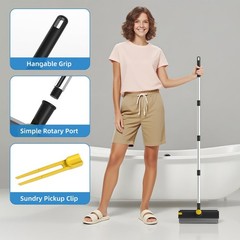 Scrub Brush with Long Handle, Floor Squeegee Broom for Black