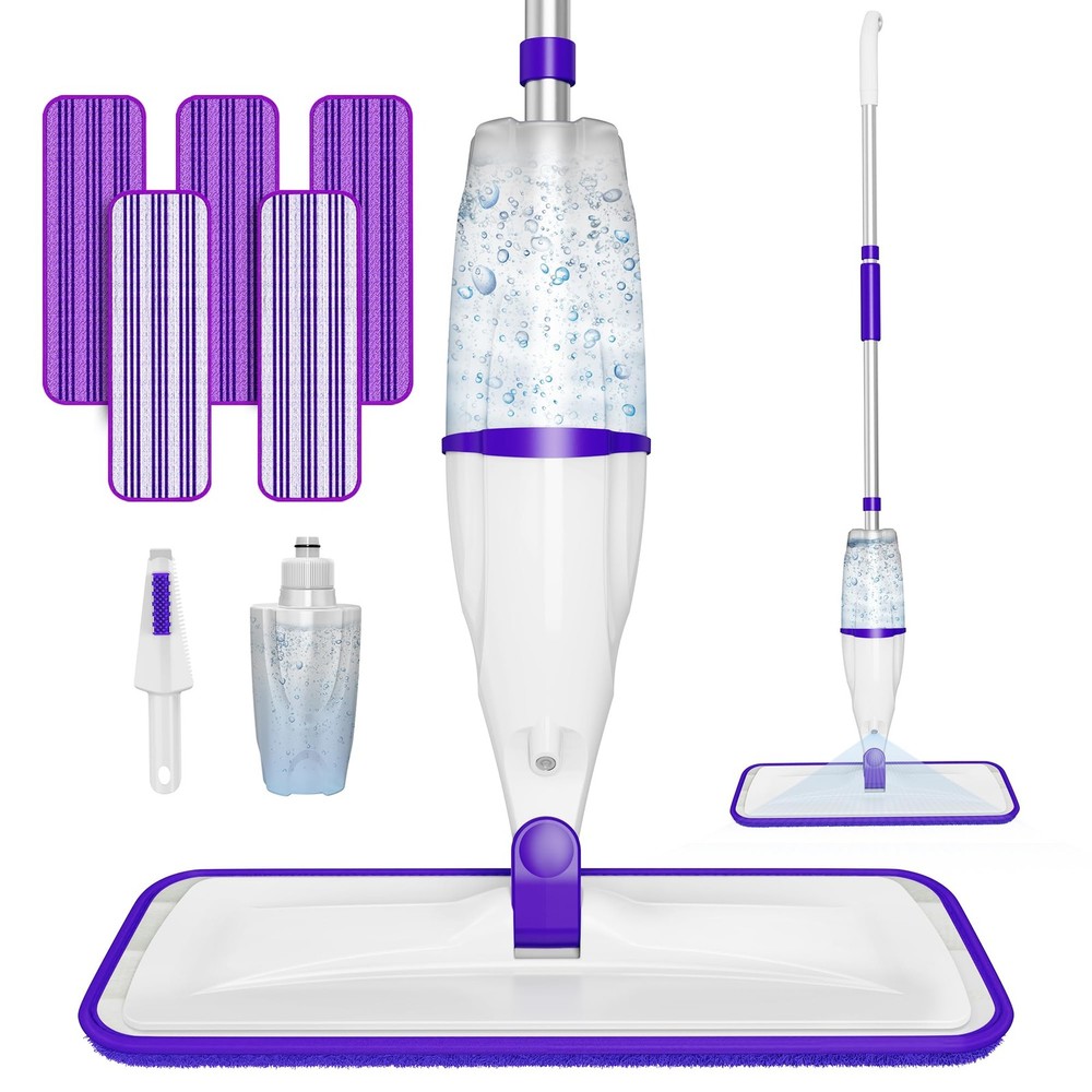 Spray Mops for Hardwood Floor Cleaning: Purple Mop with pads,