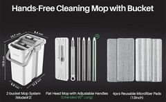 Flat Mop System, Microfiber Mop and Bucket Set, White, Household & Commercial