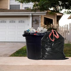 Beidou-Pac 30 Gallon Trash Bags Drawstring 150 Count Bulk Black Unscented Heavy
