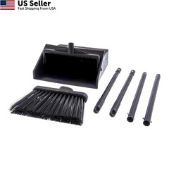 SPARTA Duo-Pan Upright Dust Pan and 36″ – 2-Piece & Broom Set, Black
