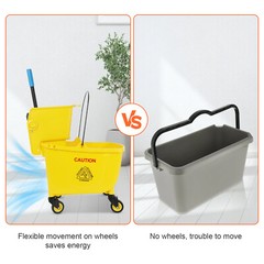 Commercial Mop Bucket with Wringer Side Press on Wheels, 35 Quart Mop Bucket wit