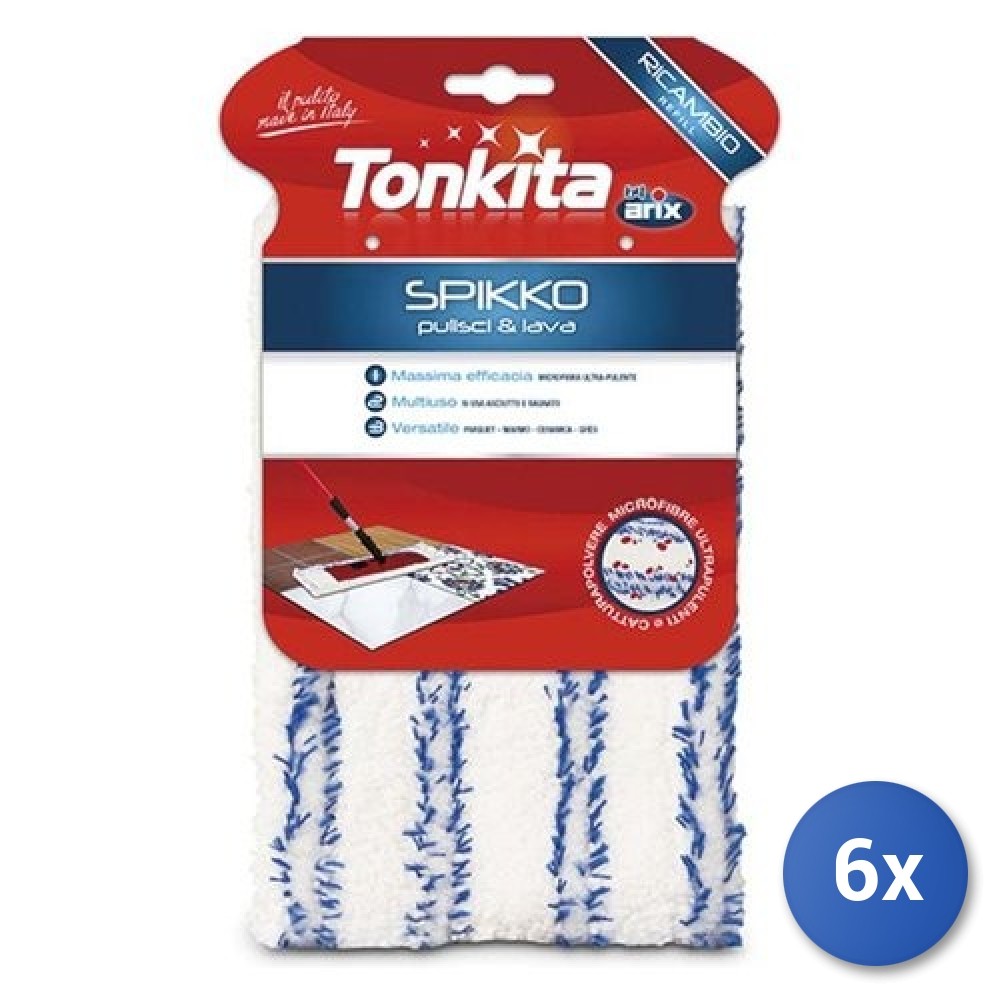 6x Tonkita floor mop, model TK780 R Spikko, for cleaning and washing