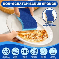 12 Count Non-Scratch Dish Sponges Kitchen, Long Lasting Cleaning Sponges for