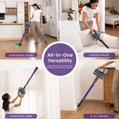Suirviz Cordless Vacuum Cleaner 40Kpa/500W/35Mins Powerful Suction Green Led