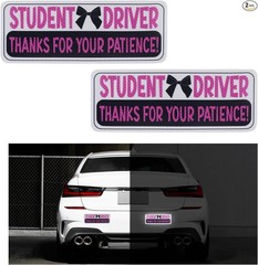 2PCS Magnetic Reflective “New Driver” Safety Warning Stickers fo Color: Pink 2