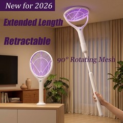 Electric Fly Swatter Racket Rechargeable Bug Zapper with Telescopic Extension，s