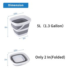 Craftend Collapsible Bucket, 5L 1.3Gallon Small Cleaning Mop Buckets 5l-grey