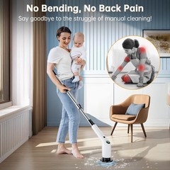 PUFTEM Electric Spin Scrubber, Cordless Shower Scrubber with 8 Scrub Black
