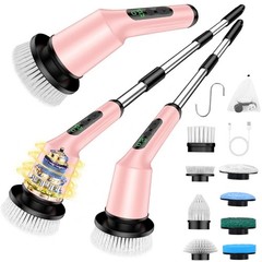 Shower Scrubber with Long Handle, Shower Cleaner Brush with 8 Floor Machine P…