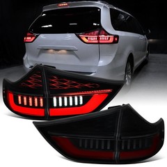 2011-2014 Toyota Sienna LED Tail Lights Sequential Turn Animated Black Smoke Red